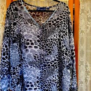 Georgette Tunic W/ Front Ties & Trim